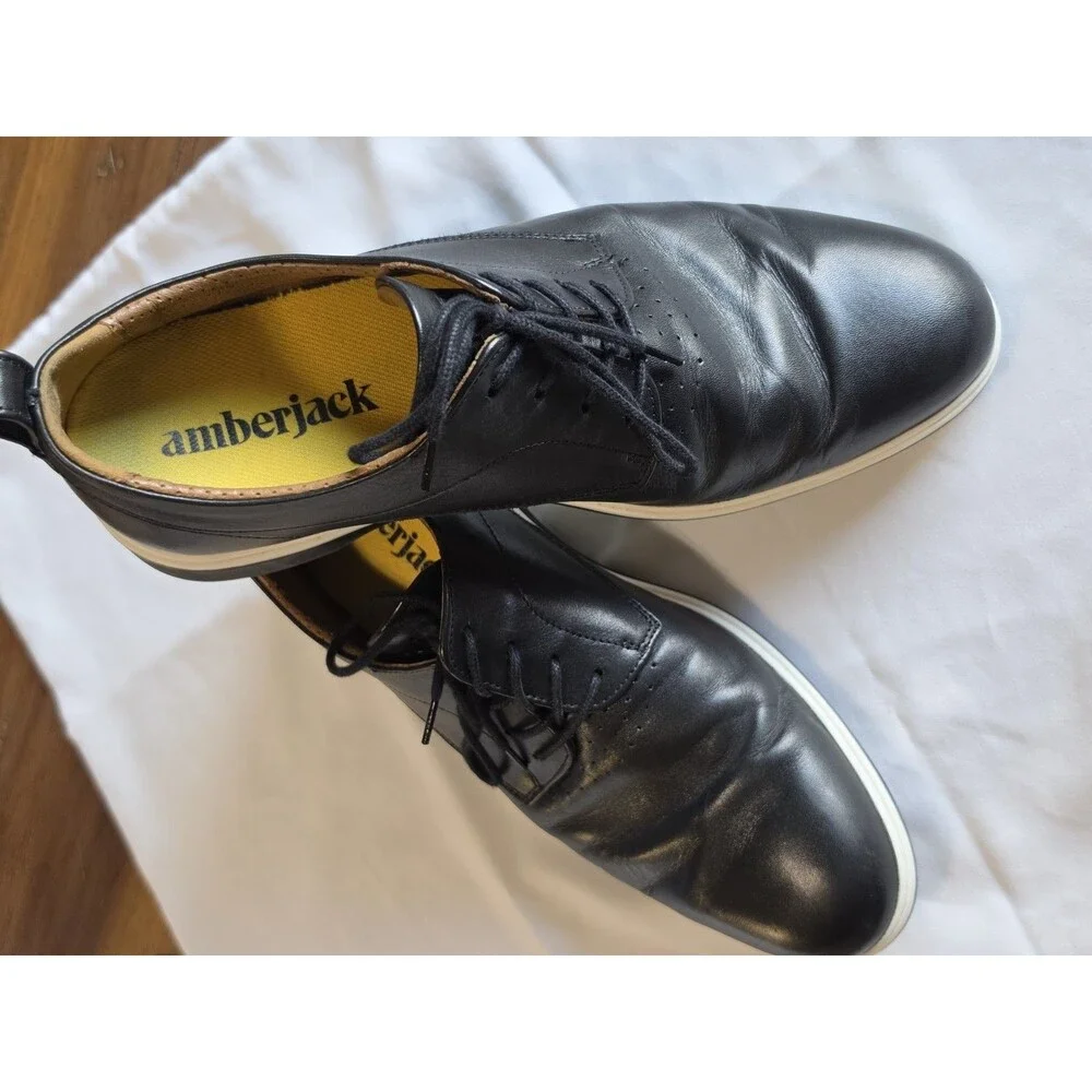 Amberjack The Original Obsidian Black Leather Oxford Shoes Men's 9.5 M Portugal